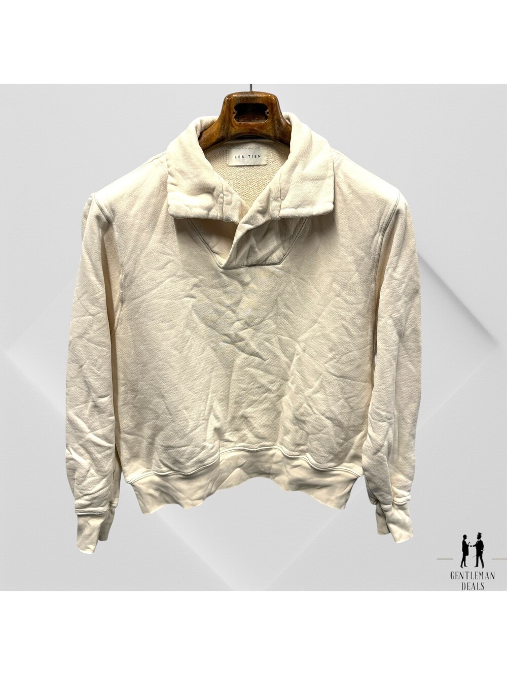 Les Tien Sweatshirt green Yacht Pullover Collar lightweight organic XS
